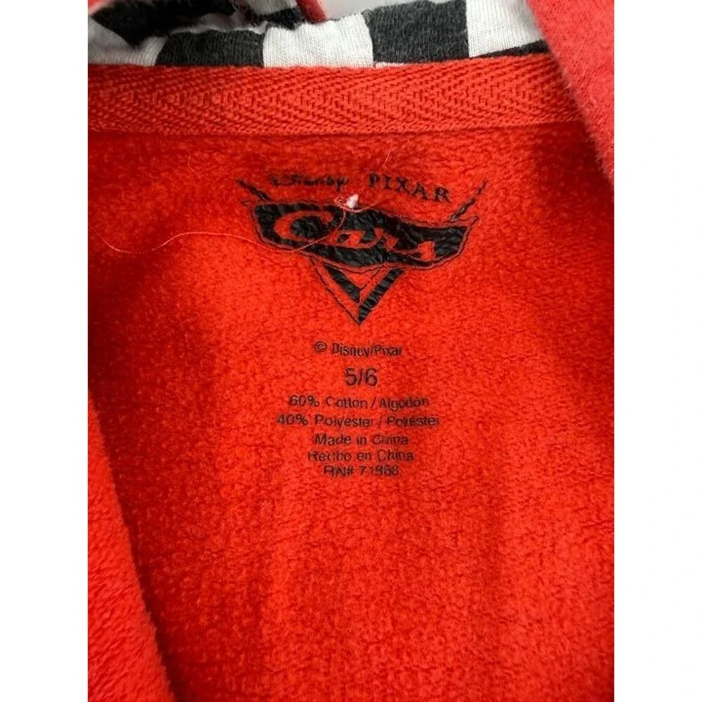 Disney Pixar Cars Lightning McQueen Hoodie Boys 5/6 Red Full Zip